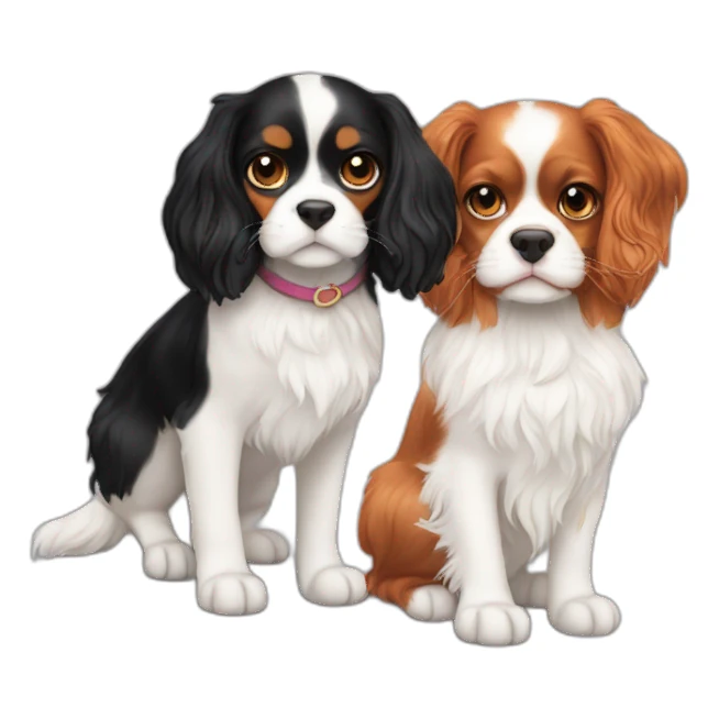 White Cat and a cavalier king charles black sticker