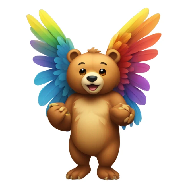Bear with wings holding a chicken sticker