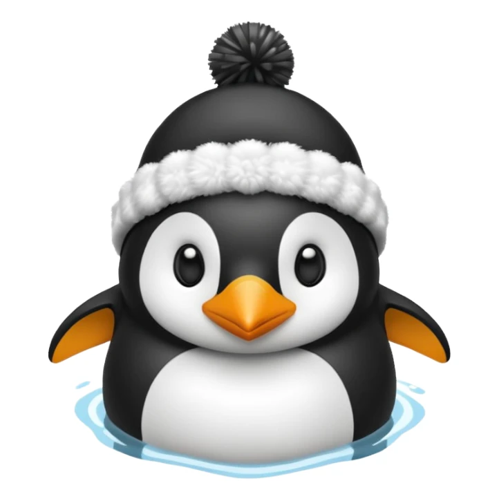 penguin swimming in a bobble hat sticker