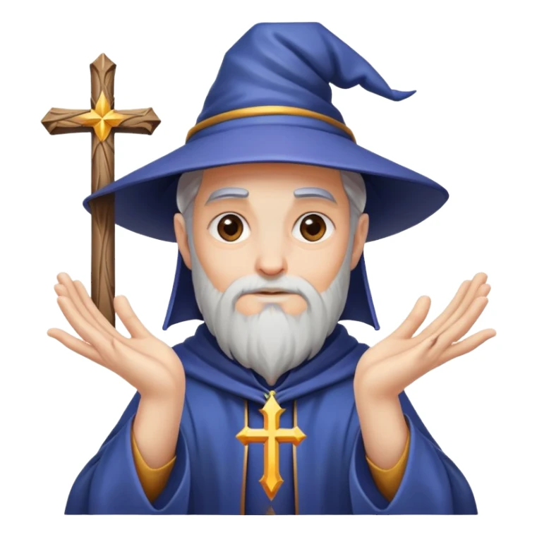 wizard making a cross with hands sticker