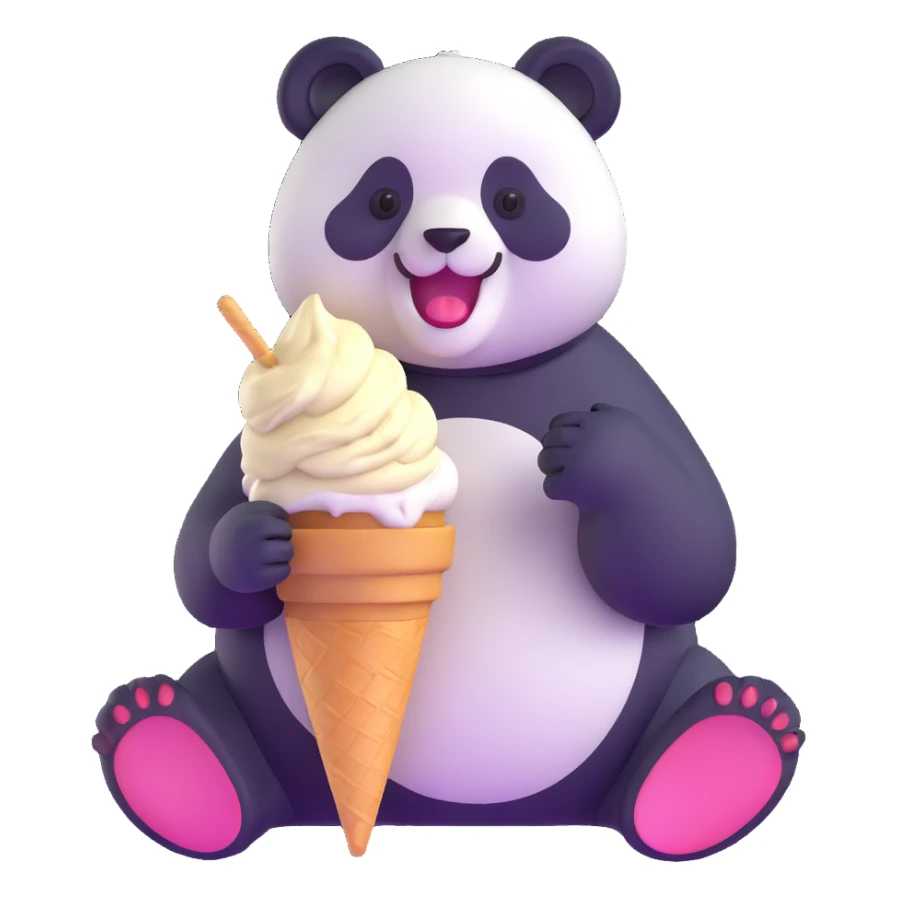 panda eating ice cream sticker