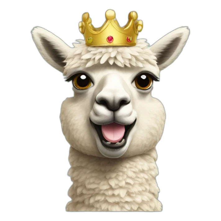 An alpaca with a crown drinking beer  sticker