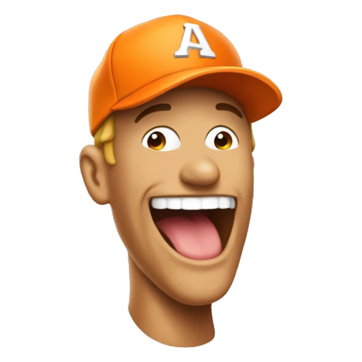 Guy with orange baseball hat laughing his ass off  sticker