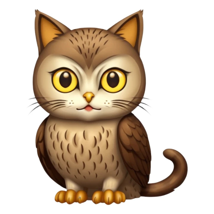 A cat with a owl body sticker