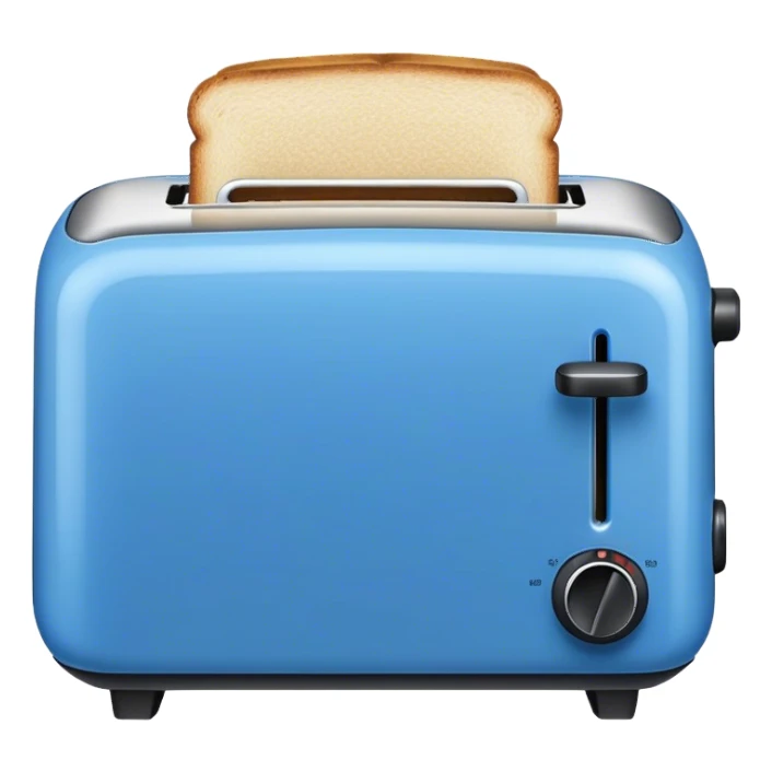 toaster, front view, blue color sticker