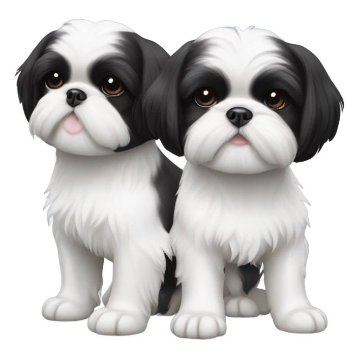 Two black and white shitz tzu puppies  sticker