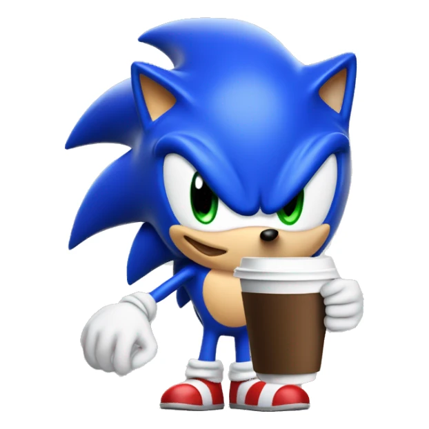 Sonic mit einem Kaffee in der hand sticker