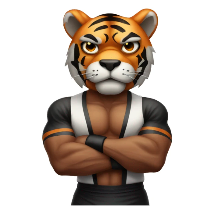 Tiger with evil face   boxer with his arms crossed sticker