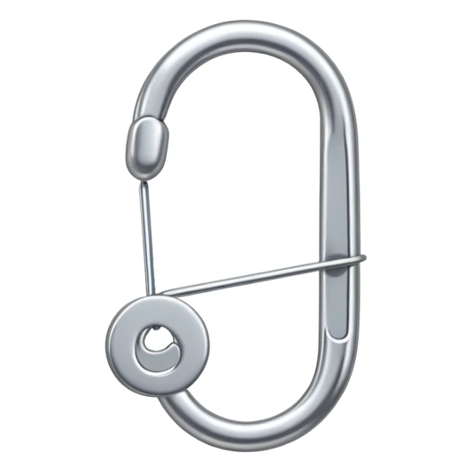 silver metal safety pin with spring sticker