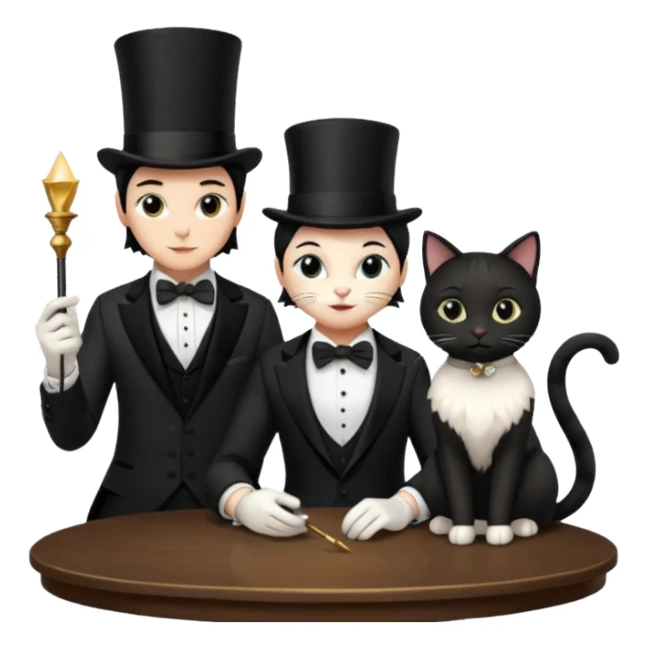 magician couple and their pet cat sticker