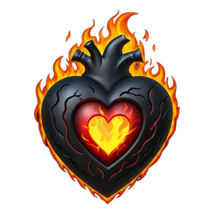 realistic gothic heart with a dark flame sticker