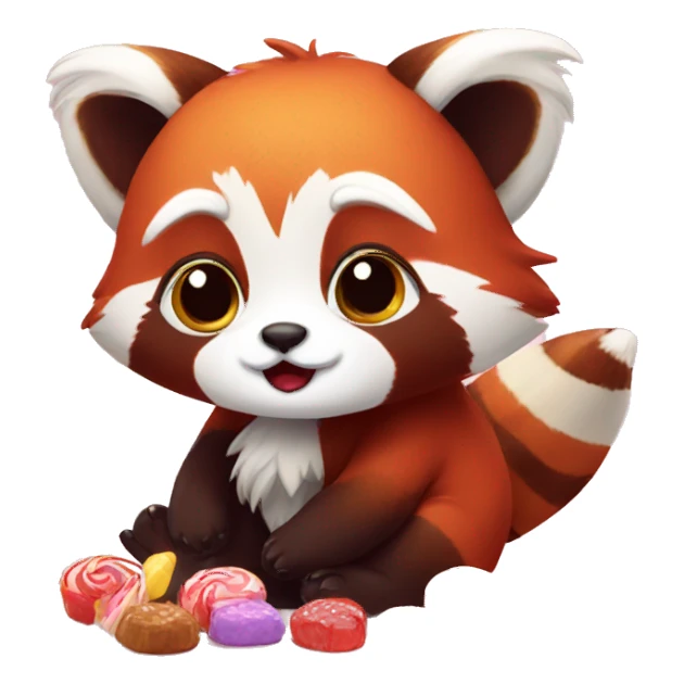 red panda with sweets sticker