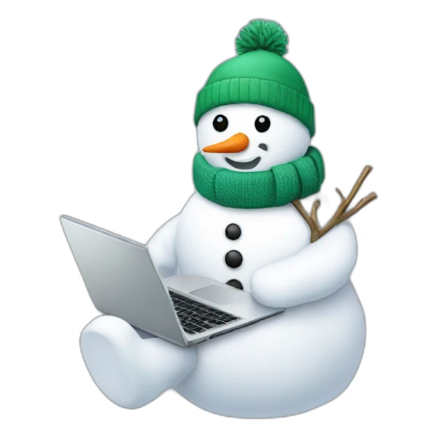 snowman with a laptop sticker