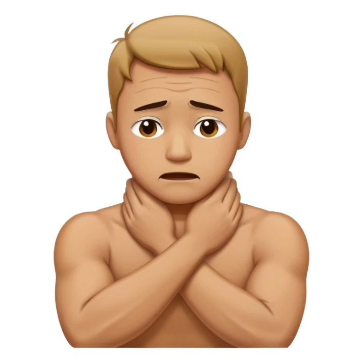 Arms crossed holding neck crying guy sticker
