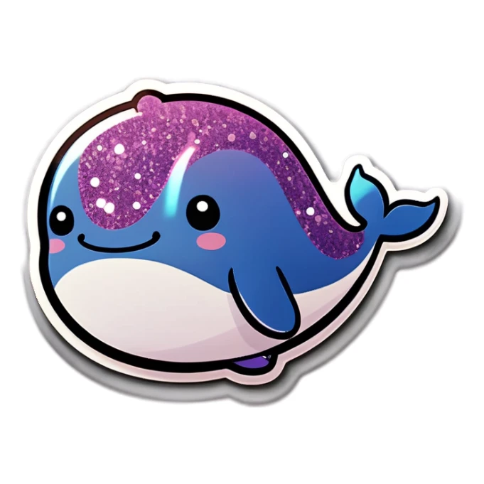 Kawaii glitter cute whale  sticker