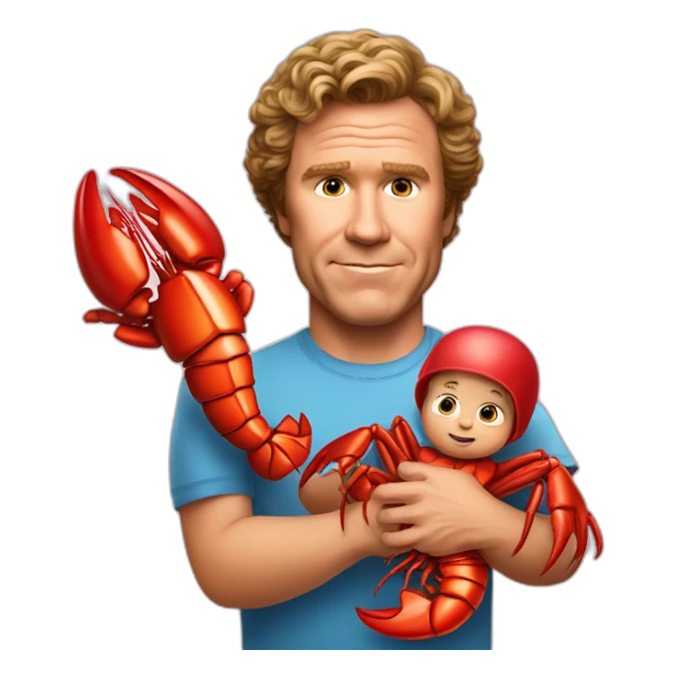 Will Ferrell holding a lobster as a baby sticker
