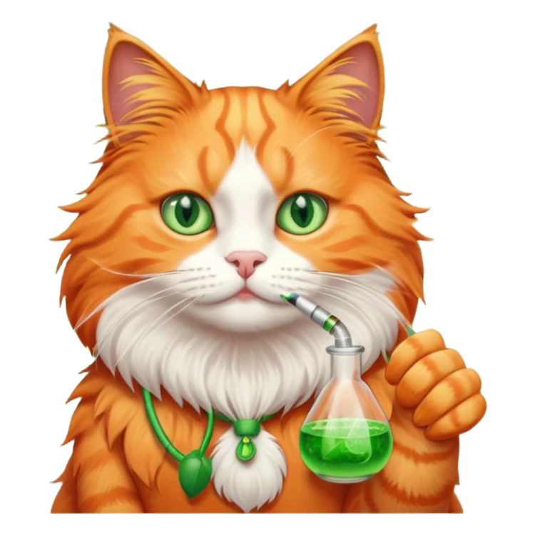 orange cat smoking bong sticker