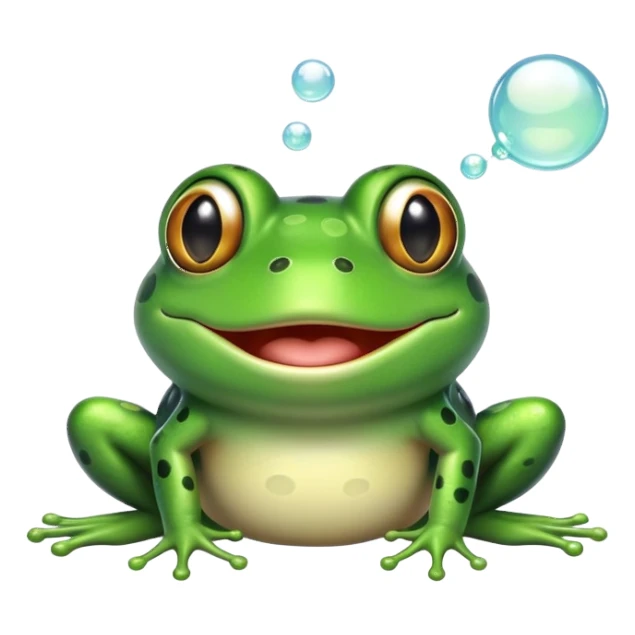 frog blowing bubbles with a goofy smile sticker