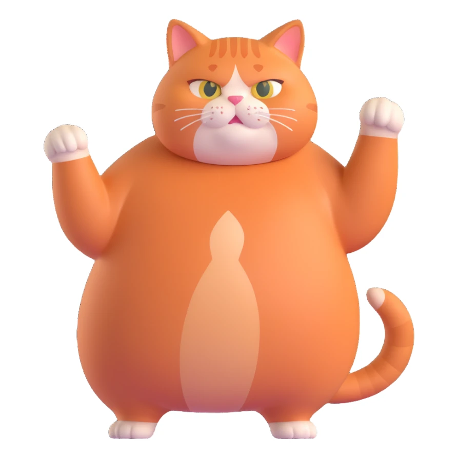 a fat red-haired cat named Rufo, standing, curious pose sticker