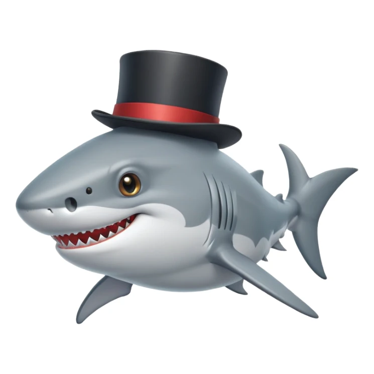 smiling shark with a monocle and top hat sticker