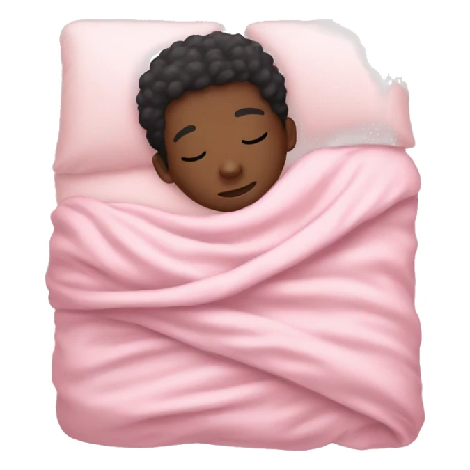 Black boy sleeping with pastel pink blanket sticker