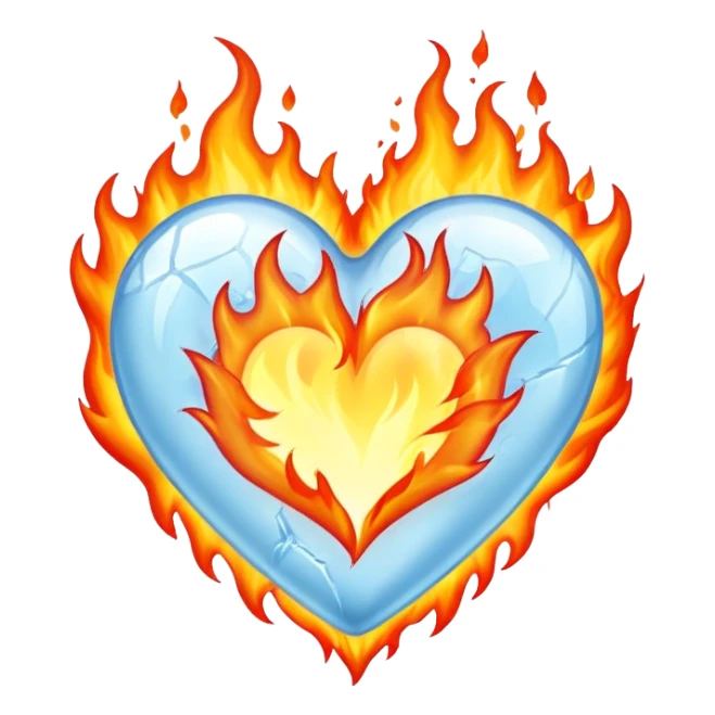 ice heart on fire sticker