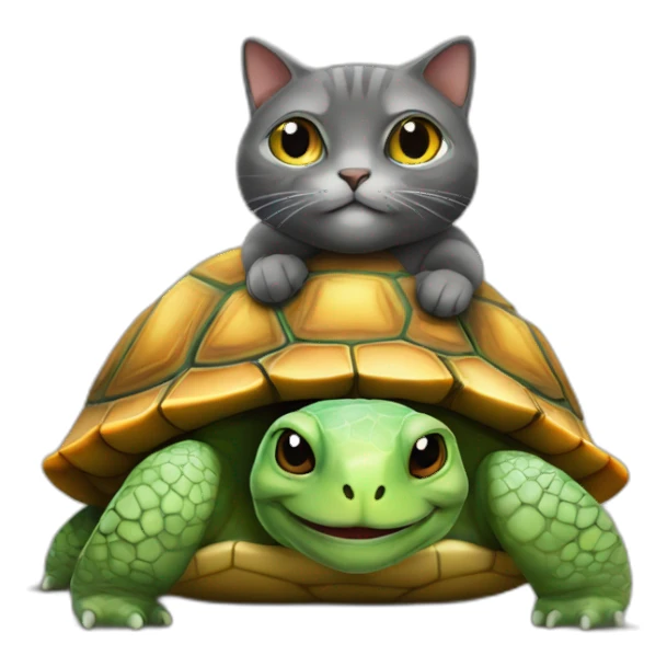 Un chat sur une tortue sticker