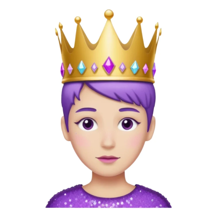 purple non-binary people glitter crown sticker