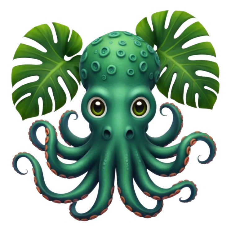 Octopus with monstera plants  sticker