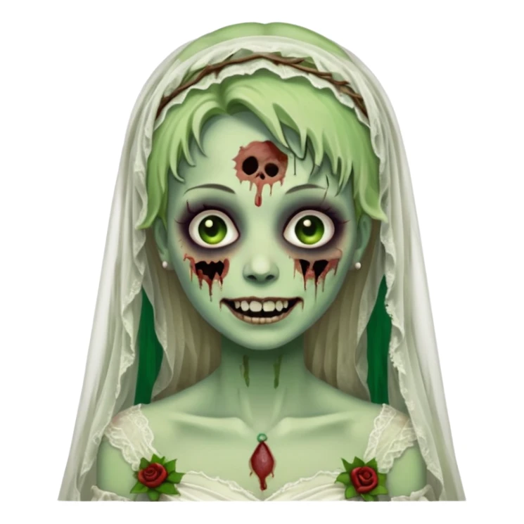 smiling zombie bride sticker
