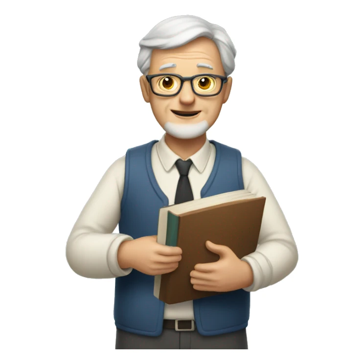 Older man teacher held book standing sticker