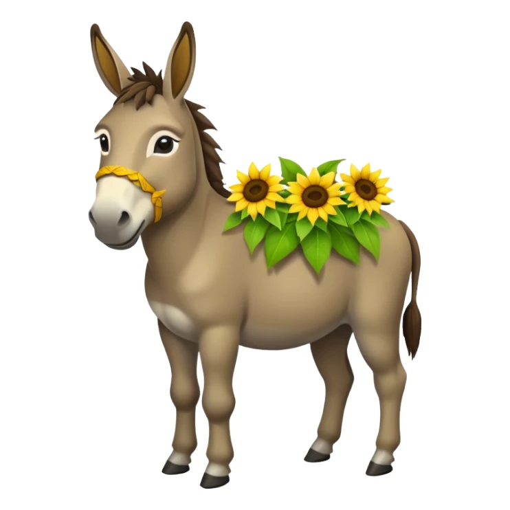 Donkey with sunflowers sticker