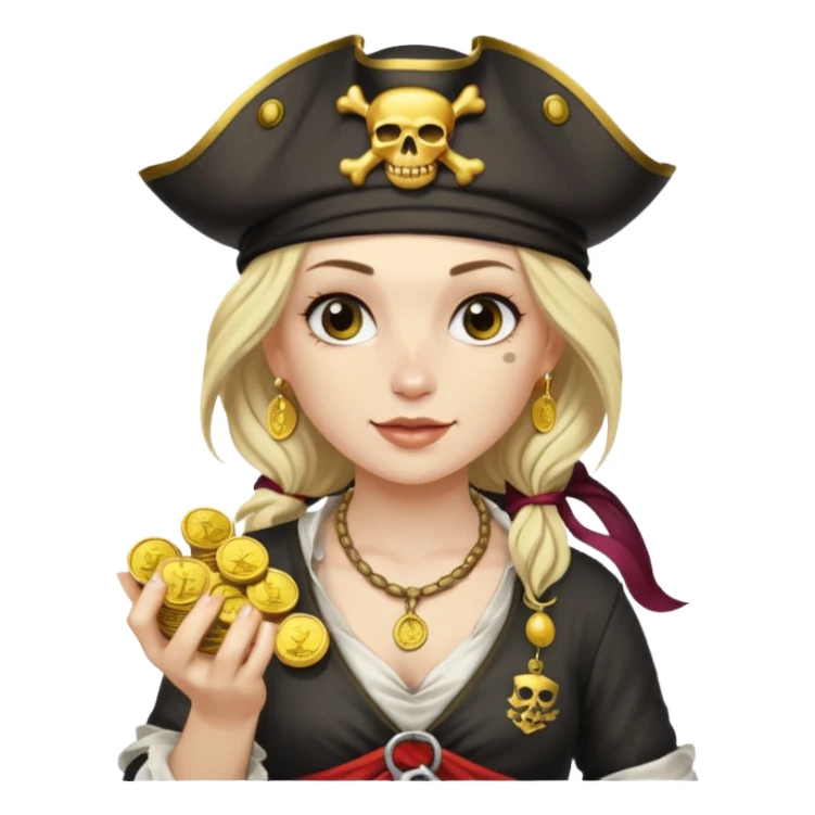 Lady Pirate With holding Coins. sticker