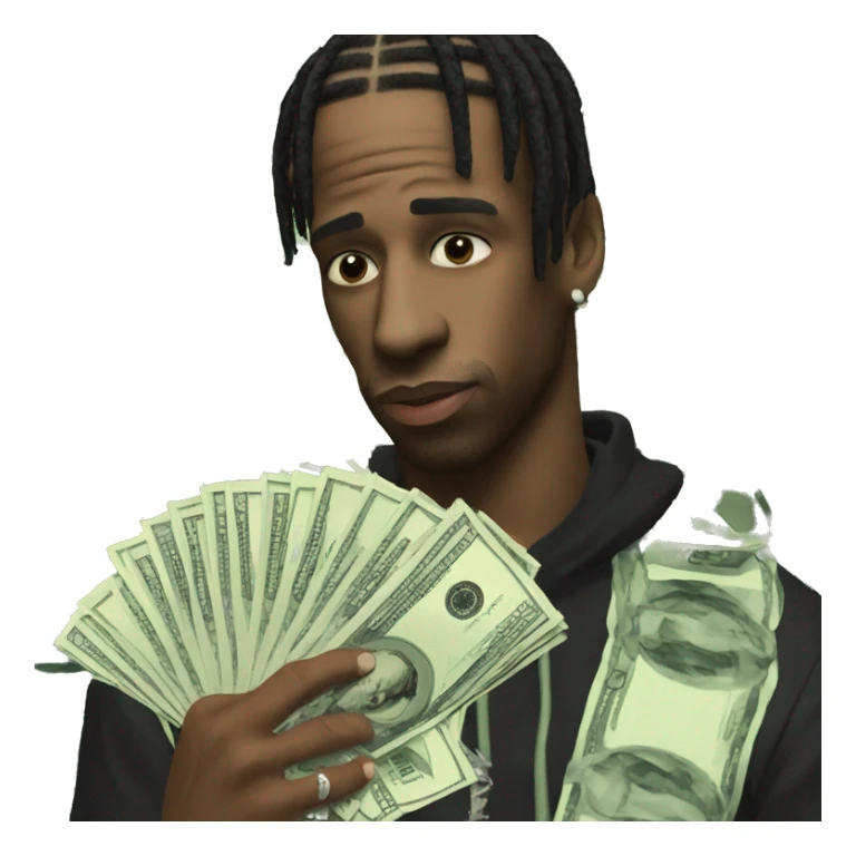 Travis Scott holding money sticker