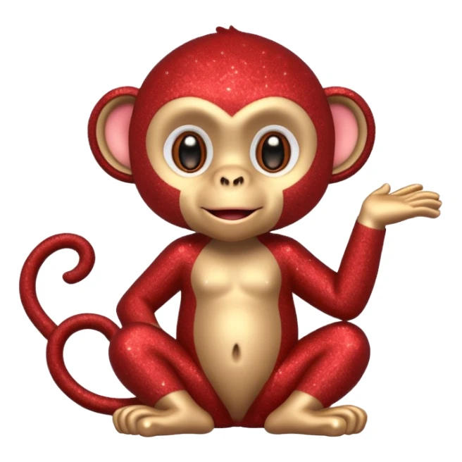 red glitter monkey sticker