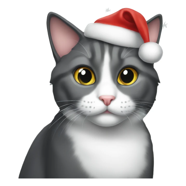 Gray tuxedo cat Christmas  sticker