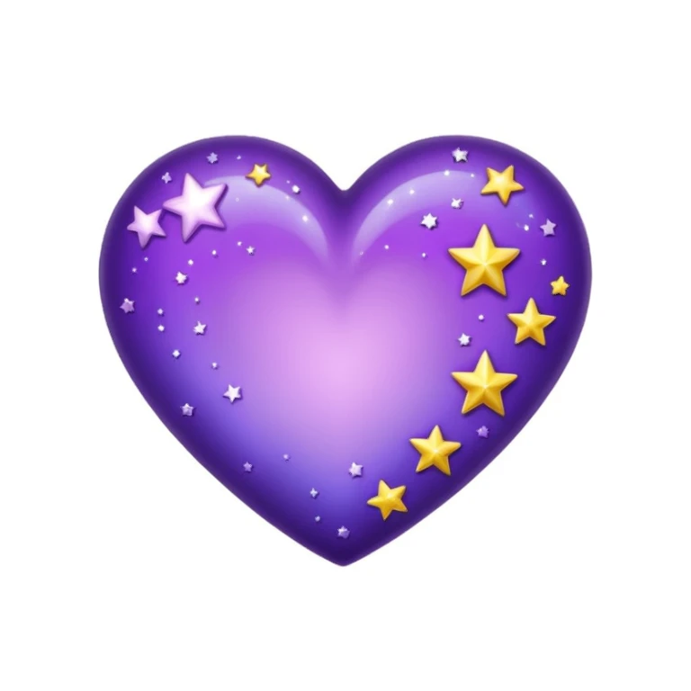 purple heart with a starry night effect sticker