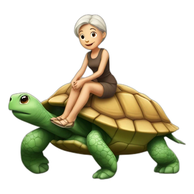 Mamie sur tortue sticker