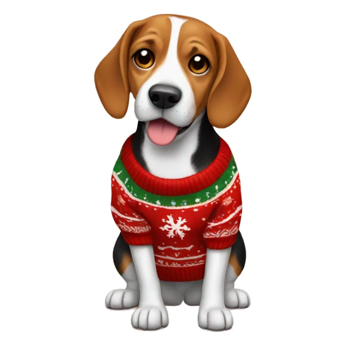Beagle wearing a Christmas sweater  sticker