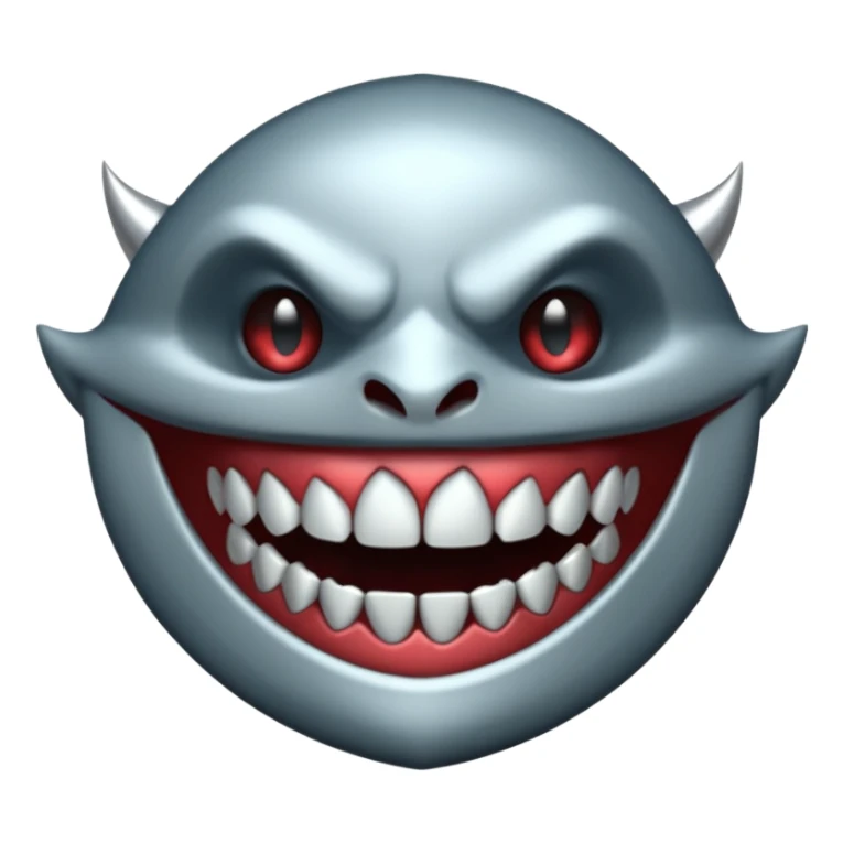 metallic teeth with sharp fangs, chrome texture, dark shadows sticker