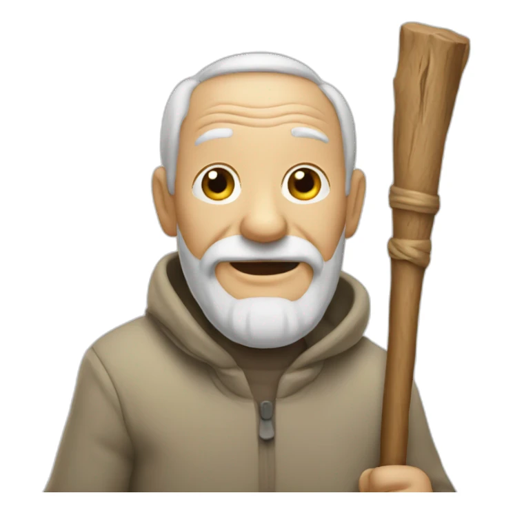 old man with a stick sticker