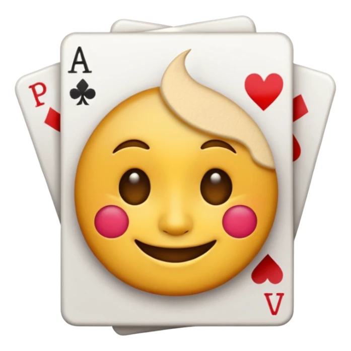 a face emoji with a card and pouder sticker