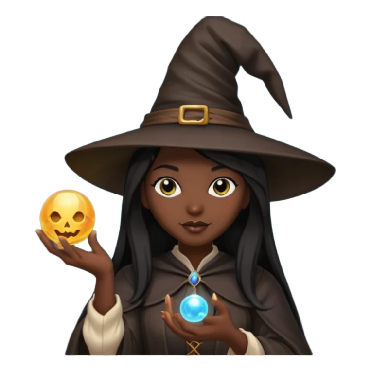 witch with a magic orb apple style emoji sticker