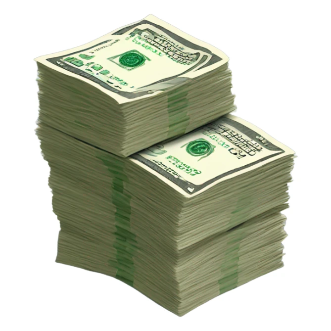 Stack of $100 bills with bank note sticker