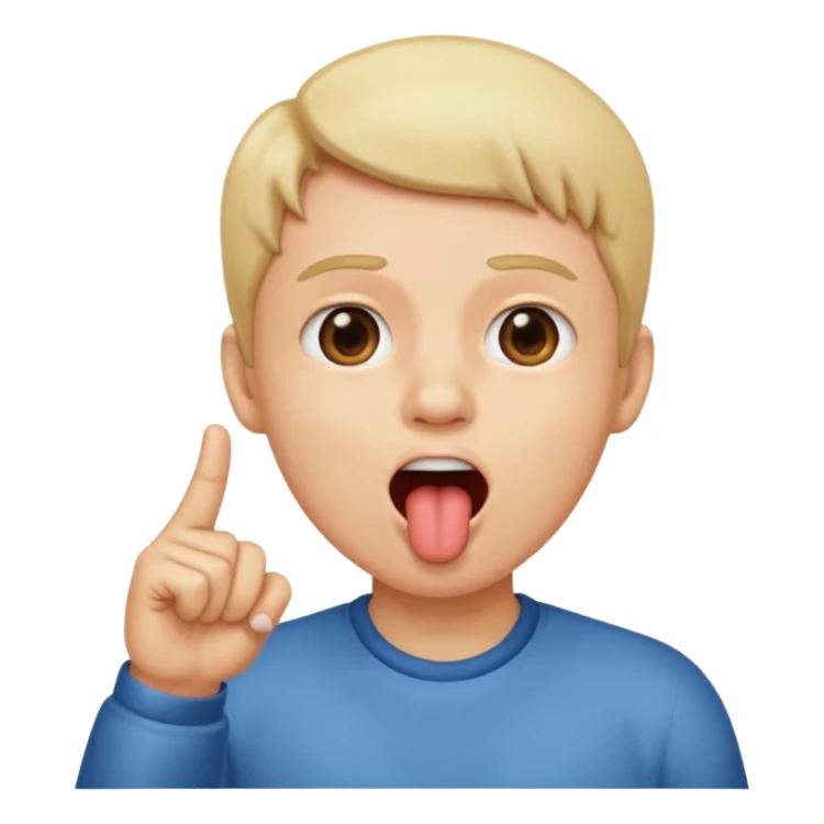 mouth open drooling with finger pointing upward sticker