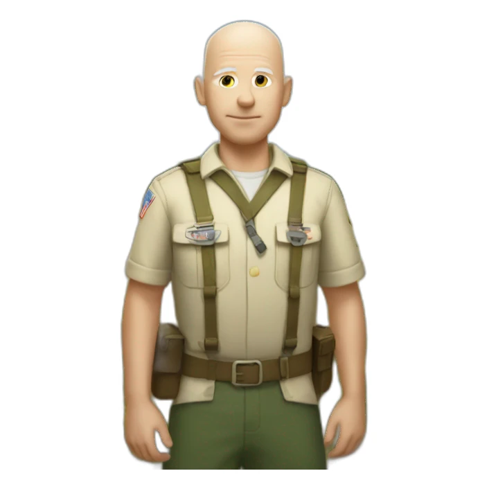 big white bald scout in field sticker