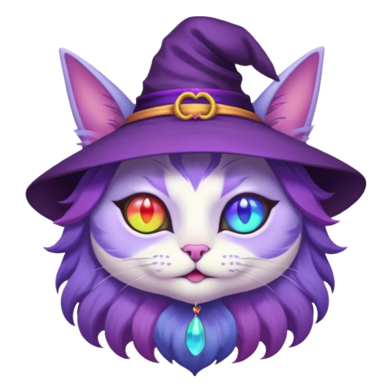 purple witch cat with rainbow eyes sticker