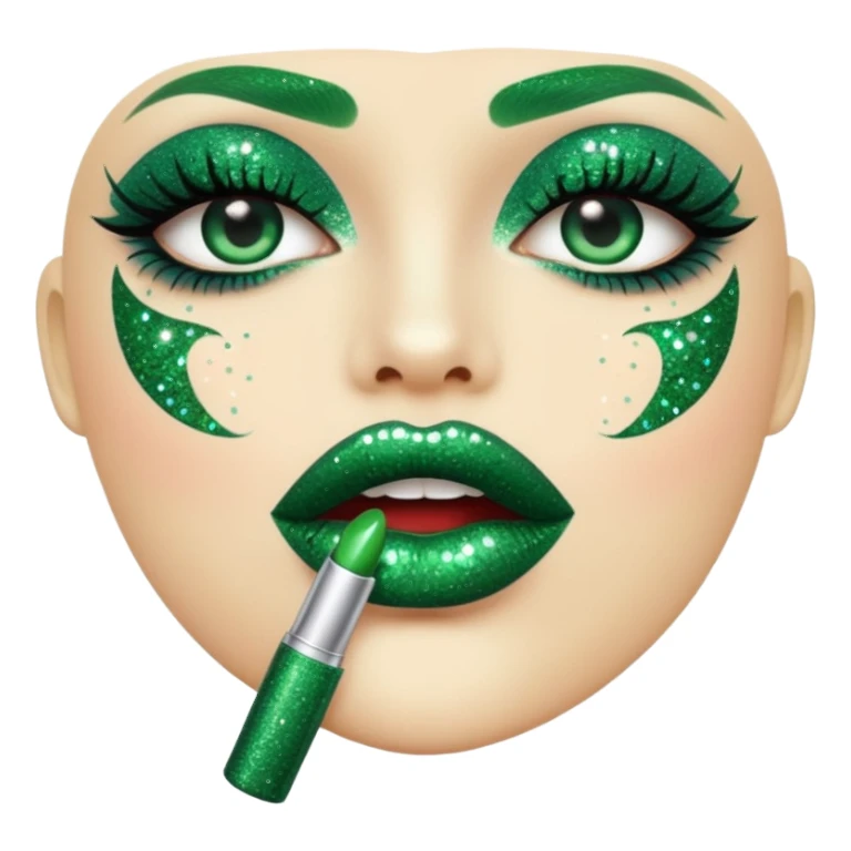 green lipstick with glitter sticker