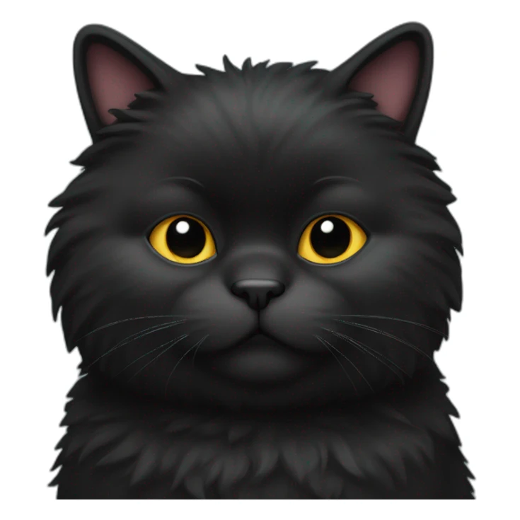 All black fat fluffy cat sticker