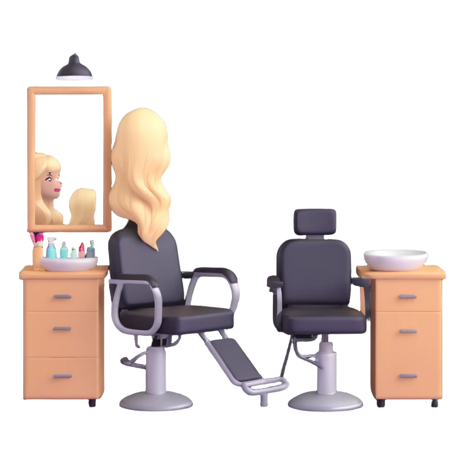 hair salon classroom with instructor and students learning sticker